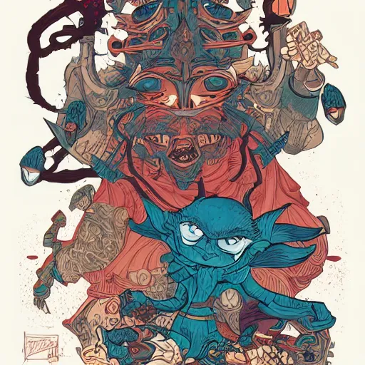 Image similar to Asura by James Jean and dan mumford and strongstufftom