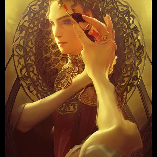 Image similar to A chalice, closeup, D&D, intricate, elegant, highly detailed, digital painting, artstation, concept art, matte, sharp focus, illustration, art by Artgerm and Greg Rutkowski and Alphonse Mucha]