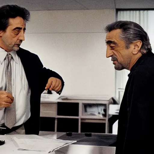 Prompt: old al pacino and old robert de niro in heat 2 (2026), promotional shot, movie still, cinematic,