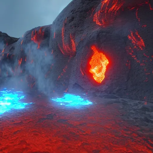 Image similar to molten core, melting, glowing magma, lava, unreal engine, highly detailed, epic