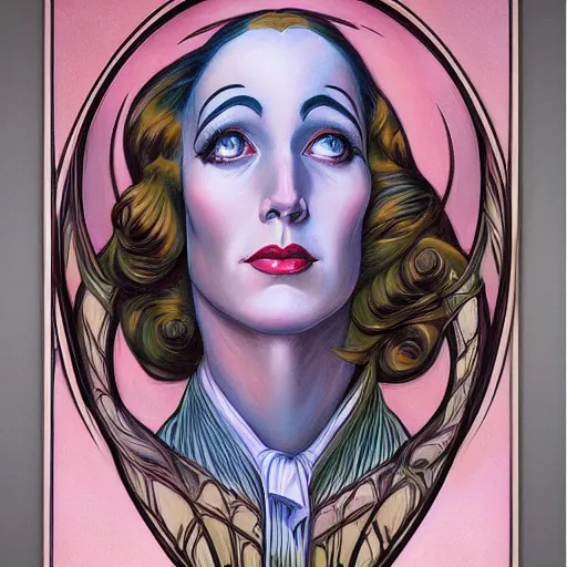 Image similar to an art nouveau streamline moderne portrait in the style of donato giancola and charles dulac and anna dittmann.