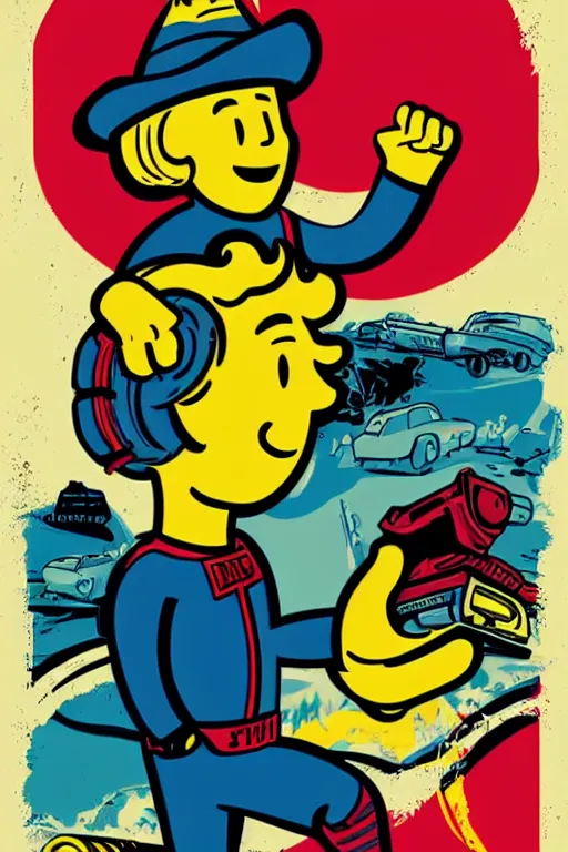 Image similar to fallout 7 6 retro futurist illustration art by butcher billy, sticker, colorful, illustration, highly detailed, simple, smooth and clean vector curves, no jagged lines, vector art, smooth andy warhol style