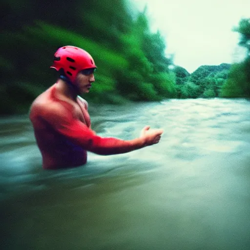 Image similar to location : river, action : man saving child from drowning, atmosphere : rainy. vfx, golden ratio, sharp focus, dramatic lighting, hdr shadows, very detailed, extra crisp, dramatic lighting, hollywood style, at behance, at netflix, with instagram filters, photoshop, adobe lightroom, adobe after effects, taken with polaroid kodak portra