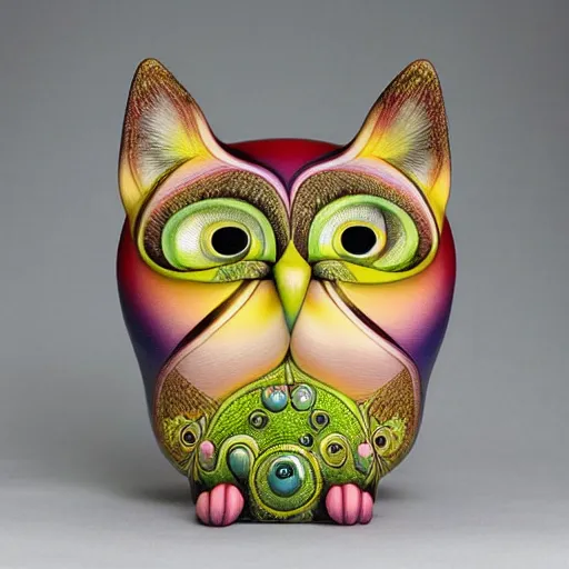 Image similar to cute cat owl figure by naoto hattori and chris dyer
