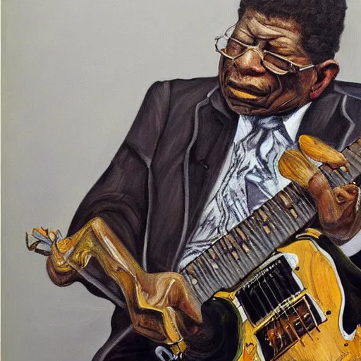 Image similar to high quality high detail painting by lucian freud, hd, portrait of bb king