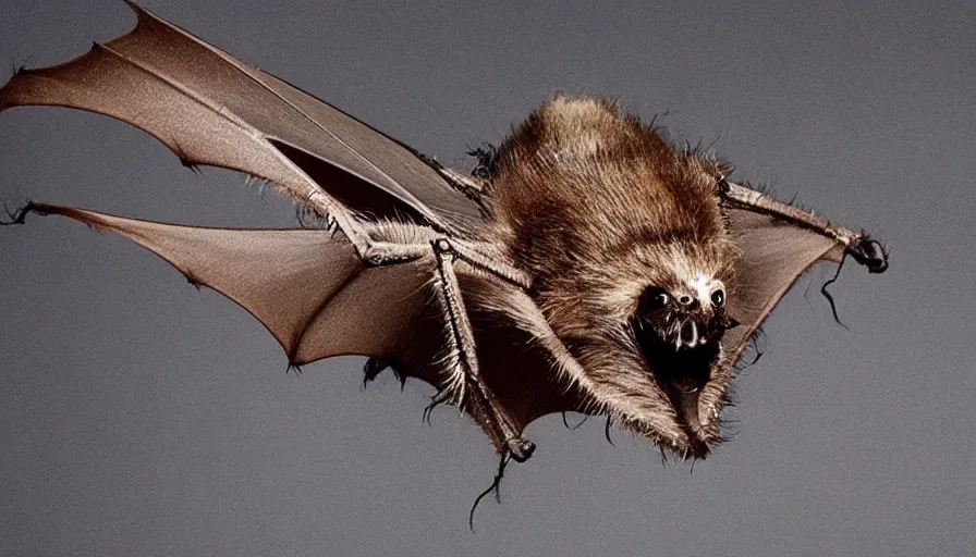 Prompt: big budget horror movie a genetically engineered spider bat