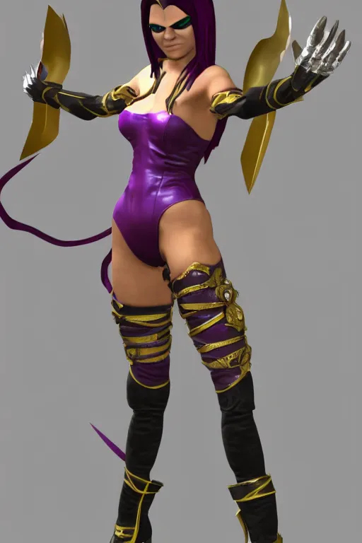 Image similar to mileena from mortal kombat 3 d render