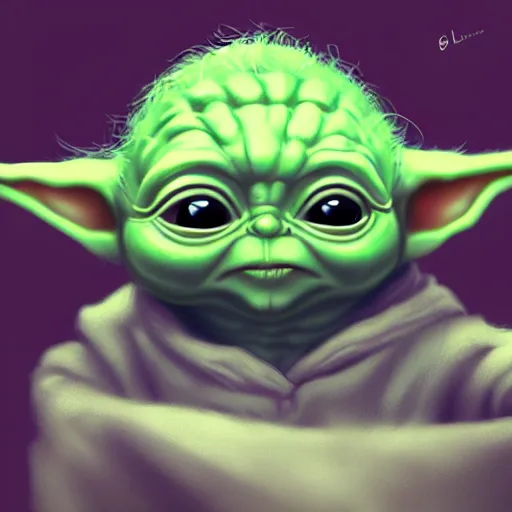 Image similar to Baby Yoda drawn by Dan LuVisi, digital art, trending on ArtStation, 8k, hyperdetalied, high quality,