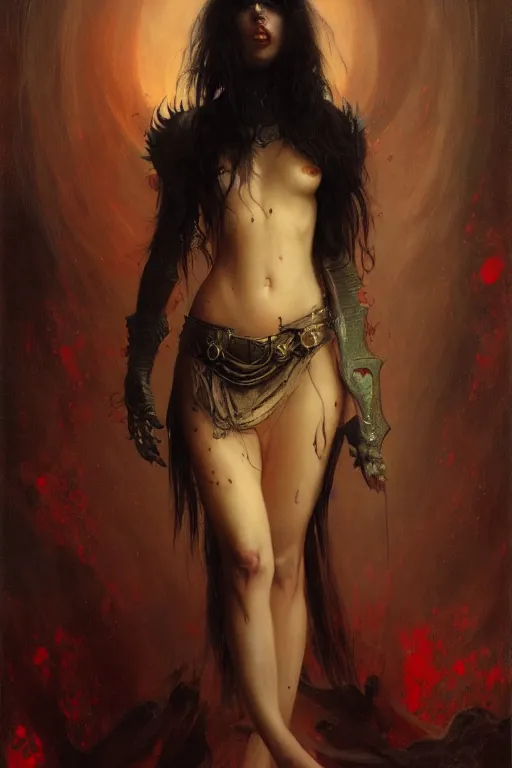 Image similar to a full body portrait of devil demon girl wearing devil clothes, high detail, cleary see face, by gaston bussiere, bayard wu, greg rutkowski, odd nerdrum, maxim verehin, dan dos santos, masterpiece, sharp focus, cinematic lightning