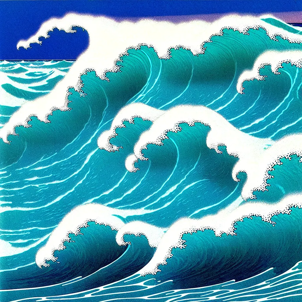 Image similar to ocean wave by moebius