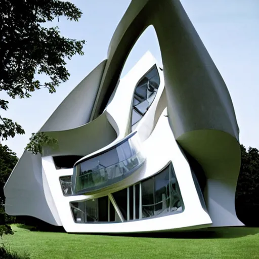 Image similar to house designed by zaha hadid