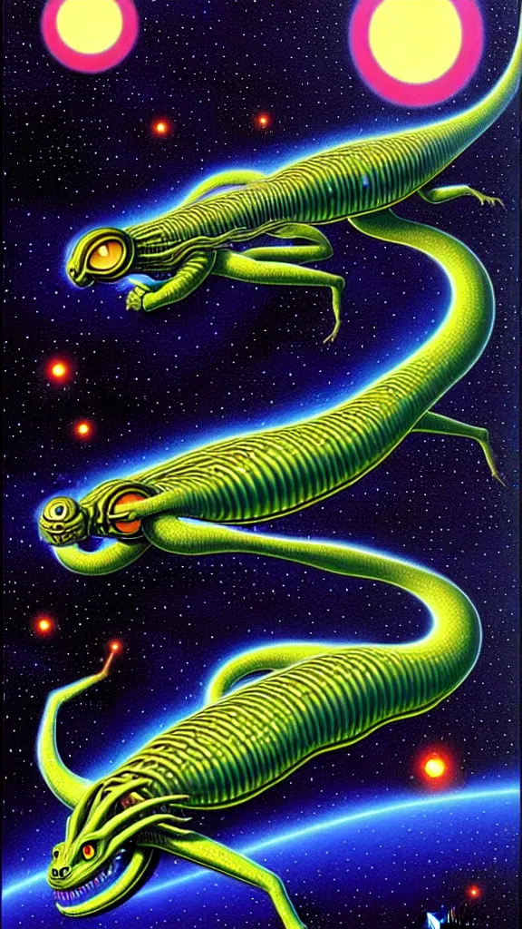 Image similar to a scifi illustration, roko's basilisk comes online by rafal olbinski