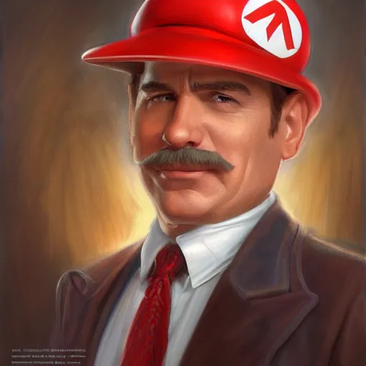 Image similar to mario as a wealthy cruise captain portrait, detailed, centered, digital painting, artstation, concept art, donato giancola, joseph christian leyendecker, wlop, boris vallejo, breathtaking, 8 k resolution, extremely detailed, beautiful, establishing shot, artistic, hyperrealistic, beautiful face, octane render, cinematic lighting, dramatic lighting, masterpiece