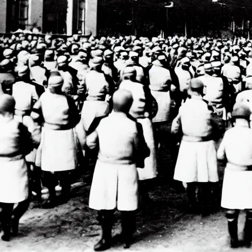 Image similar to minions in ss uniforms at the parade of the third reich during the great sweep,