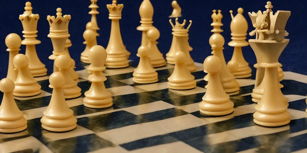 Prompt: photo taken of an epic intricate, ultra detailed, super realistic stop motion majestic gracious regal aristocratic gothic victorian chess created by weta workshop and tim burton, menacing, wide angle, full body shots, photorealistic, sharp focus, gloomy, extremely cold blueish colour temperature, 3 5 mm, f 1. 4, golden ratio