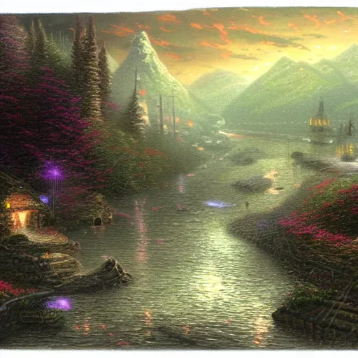 Prompt: thomas kinkade drawing of elden ring