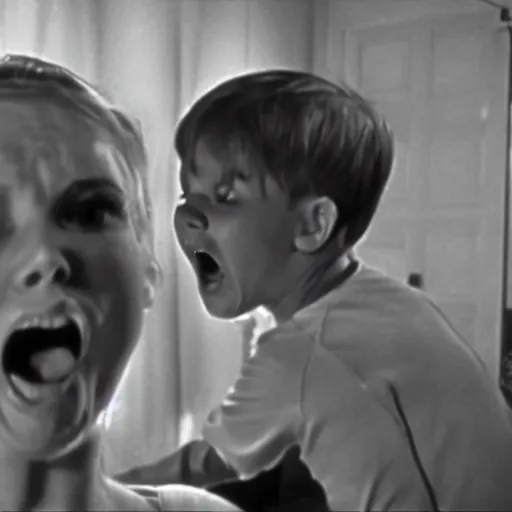 Image similar to movie still of psycho ( 1 9 6 0 ), psycho ( 1 9 6 0 ) screaming girl scene, cinematic composition, cinematic light