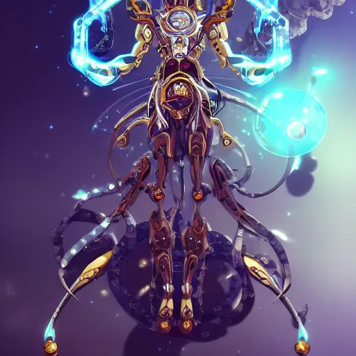 Prompt: Anime robotic god with 6 arms levitating in space, scales and jewelry of gold and silver, intricate, digital painting, highly detailed, concept art, Artstation, Cgsociety, Artgerm, Studio Trigger, Wlop