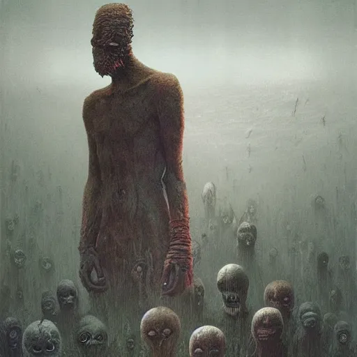 Image similar to end of the world, grunge, horror, loony toons style, illustrated by zdzisław Beksiński and greg rutkowski.