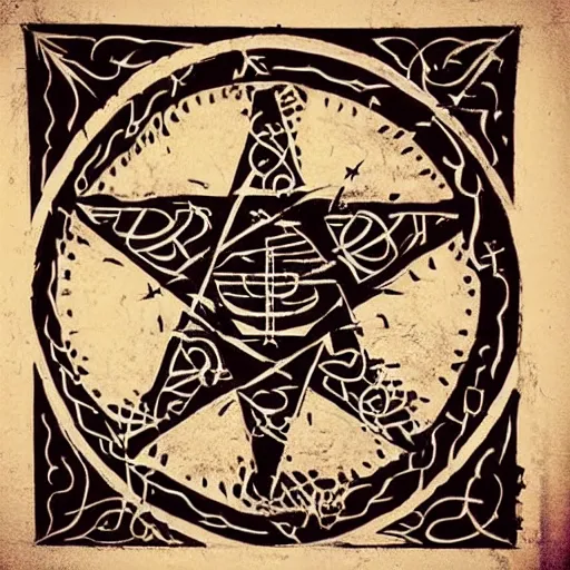 Prompt: “ sigil magick, sigils carved into wall, demonic summoning of the goetia ”