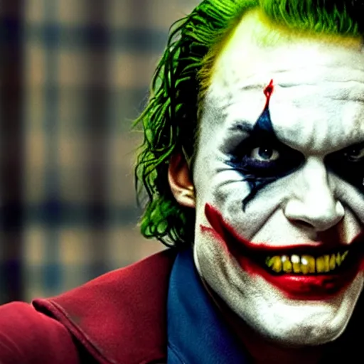 Prompt: film still of Chris Pratt as joker in the new Joker movie