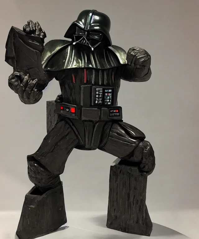 Prompt: modern art statue of darth vader as doomguy