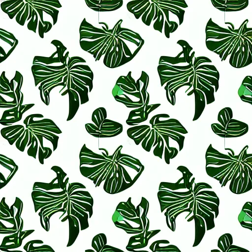 Image similar to repeating pattern, seamless. monstera, hand drawn, green, flat color, minimalistic, leaf design, symmetry