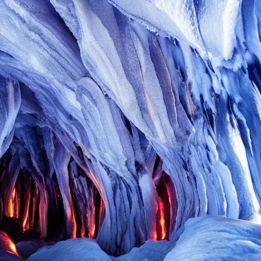 Image similar to magical caves of fire and ice