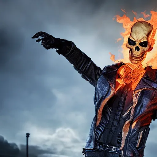 Image similar to Ghost Rider from Marvel photo realistic, CGI, Unreal Engine, Hdr, 4k, award winning