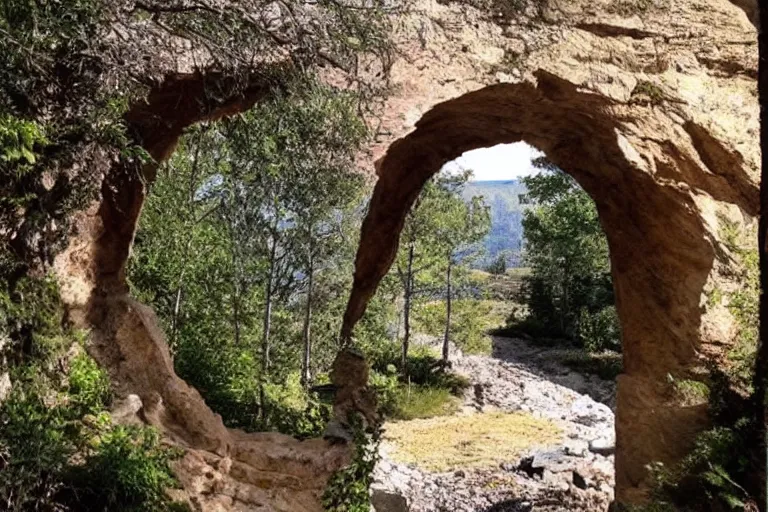 Image similar to 📷 A beautiful looking nature scene seen through an natural arch of stone ✨