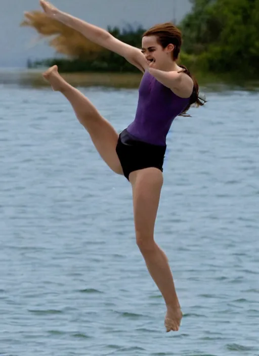 Image similar to emma watson jumping on water