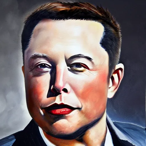 Image similar to painting of Head shaved Elon musk