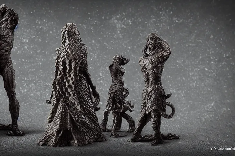 Prompt: a miniature figurine of lovecraft's elder gods, detailed, tilt shift, product photography