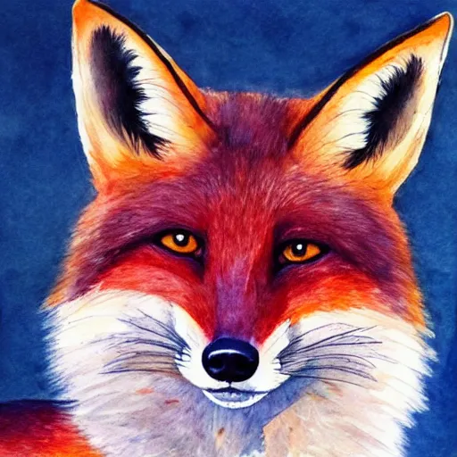 Image similar to water color art on paper, fox portrait, highly detailed, award - winning artstation, masterpiece