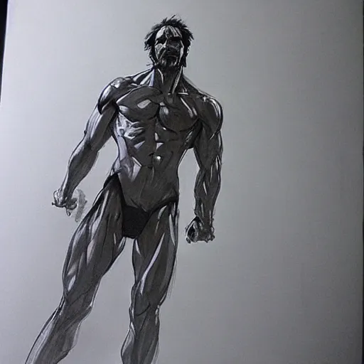 Image similar to pose study of gigachad, yoni shinkawa fine sketch