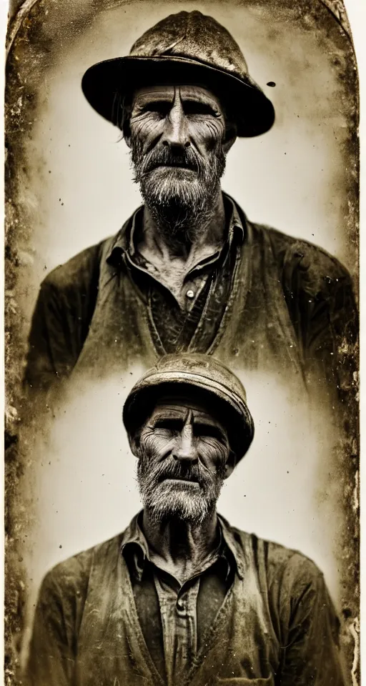 Image similar to a highly detailed digital collodion photograph, a portrait of a farmer