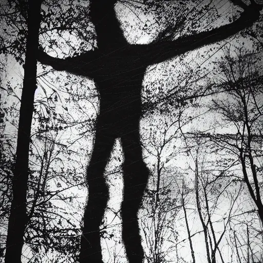 Prompt: insane nightmare, no light, everything is blurred, creepy shadows, a hanged man on a tree branch , very poor quality of photography, 2 mpx quality, grainy picture