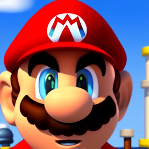 Image similar to extremely zoomed-in photo of Super Mario's face