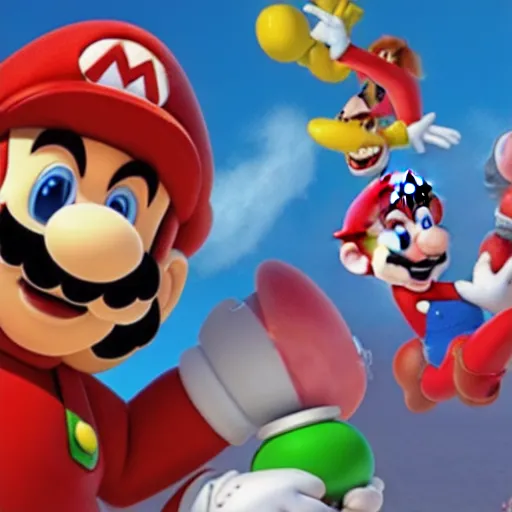 Image similar to mario jumping over birdo 4k