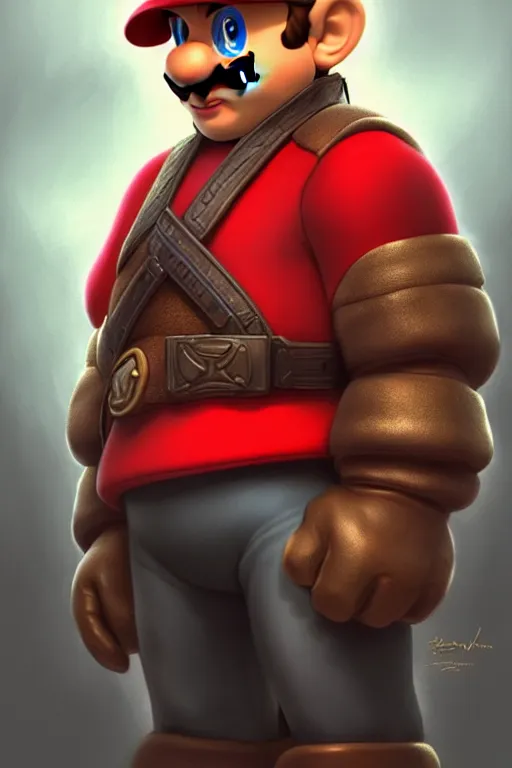 Image similar to vladimir putin as mario from super mario bros, armor plate, realistic portrait, symmetrical, highly detailed, digital painting, artstation, concept art, smooth, sharp focus, illustration, cinematic lighting, art by artgerm and greg rutkowski and alphonse mucha