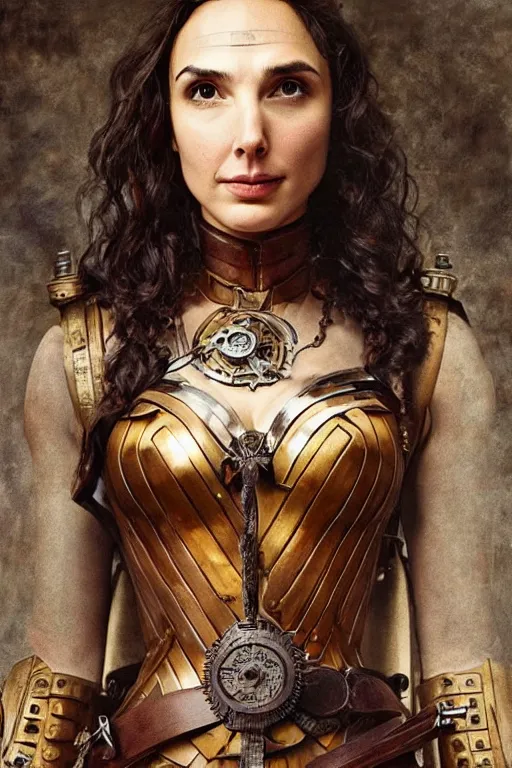 Prompt: highly detailed steampunk gal gadot, leonardo da vinci