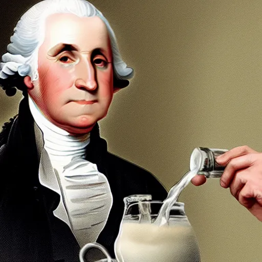 Image similar to george washington drinking milk directly from the carton