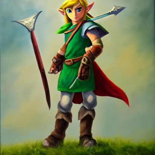 Prompt: Oil painting of Link - Hero of Time