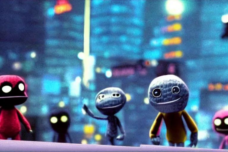 Prompt: a still of littlebigplanet movie directed by michael mann in 1 9 9 6