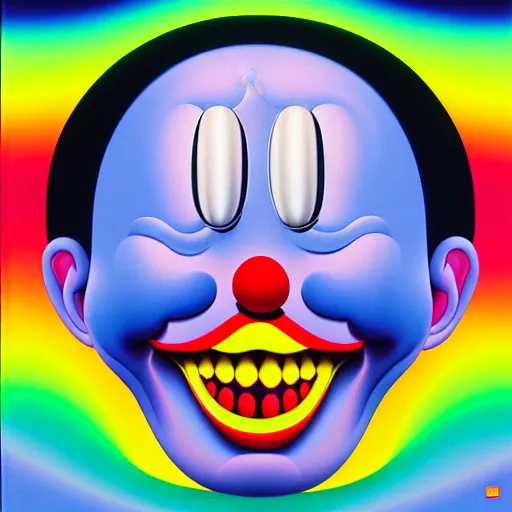 Image similar to laughing clown by shusei nagaoka, kaws, david rudnick, airbrush on canvas, pastell colours, cell shaded, 8 k