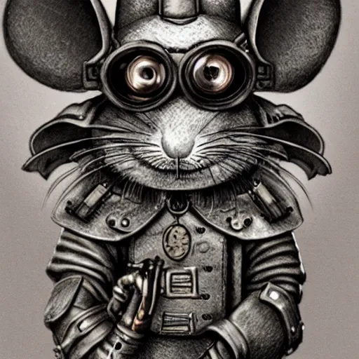 Image similar to a rat with steampunk googles, from Berserk