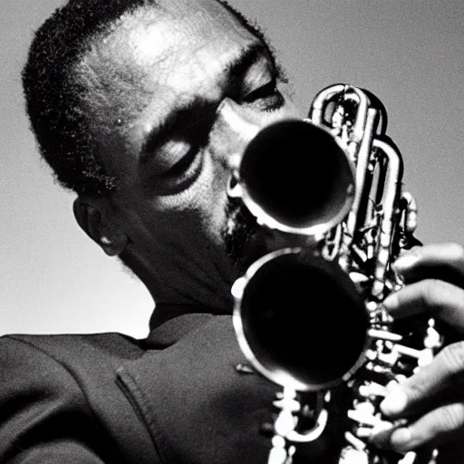 Image similar to eric dolphy on alto saxaphone. black and white high contrast