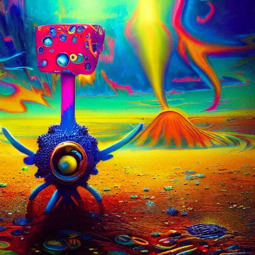 Image similar to psychedelic spongebob, epic, cinematic shot, 8k, by Bruce Pennington, sharp focus, highly detailed, saturated