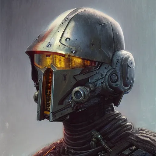 Image similar to the doomslayer as a realistic cyberpunk knight, closeup portrait art by donato giancola and greg rutkowski, realistic face, digital art, trending on artstation, symmetry!!, skull helmet