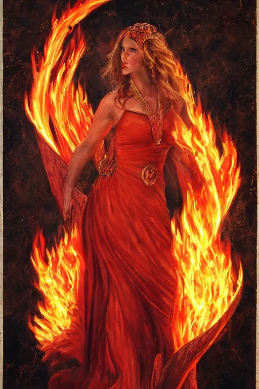 Prompt: Full Portrait of the goddess of fire